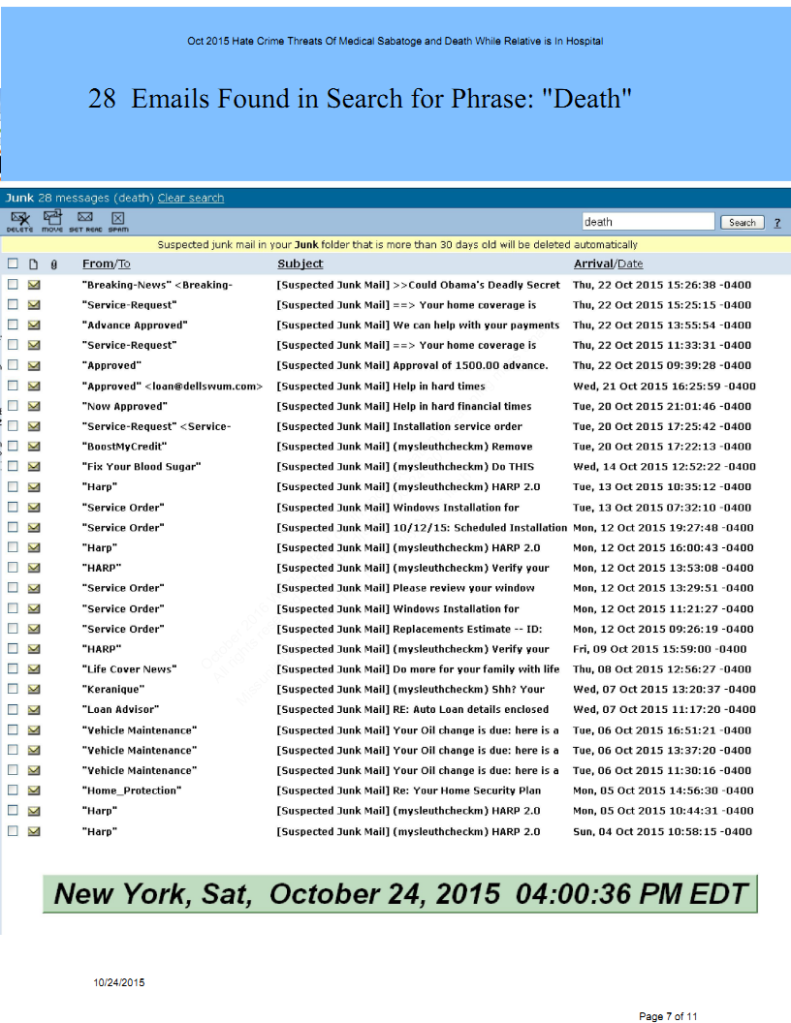 Page 7 of 11 pages of Oct 2015 medical threat emails