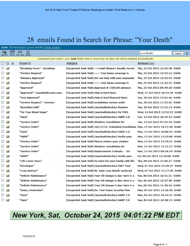 Page 8 of 11 pages of Oct 2015 medical threat emails