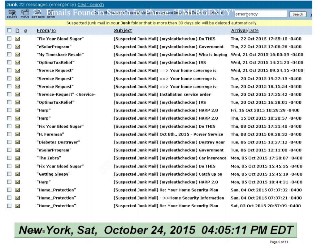 Page 9 of 11 pages of Oct 2015 medical threat emails